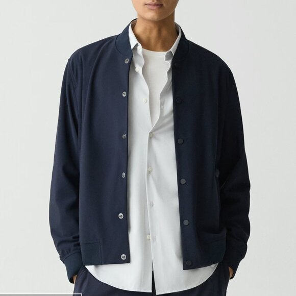 Theory Murphy Precision Ponte Bomber Jacket XL Navy - Picture 1 of 8